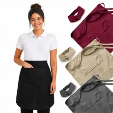 Avental Meio Corpo + Faixa de Cabelo Feminino Restaurante Cozinha Garçonete Cinza Bege Bordô Preto Oxford