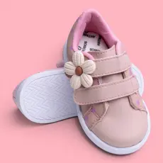 Tênis Infantil Feminino  Velcro Aplique LAÇO Conforto Estilo Delicado