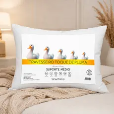 Travesseiro Toque De Pluma Super Macio 50x70 Antialérgico Antiácaro Suporte Médio TS