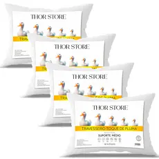 Kit 4 Travesseiro Pluma de Ganso Macio e Confortavel Antiestresse Antiacaro 50x70cm
