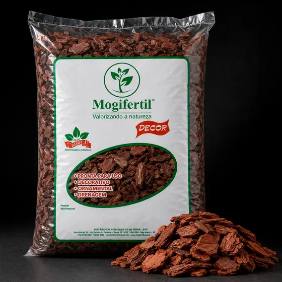 Casca de Pinus Natural 40L Cascalho para Vaso de Planta e Jardim Substrato para Plantas