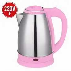 Chaleira Elétrica Inox 220v Rosa  Fervura Rápida Desligamento Automático