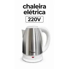 Chaleira Elétrica Branca Inox 220V 2,0L Ferve Água Rápido Desligamento Automático