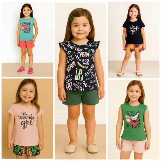 Conjunto infantil menina Roupa de calor 4 a 8 anos