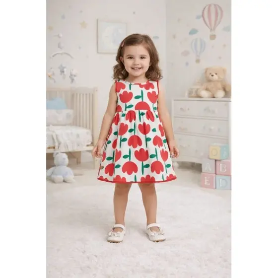 Vestido confortavel fresquinho bebê menina floral Kyly - 1 ao 3