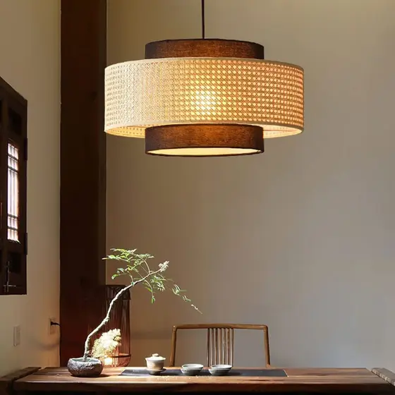 Luminária Pendente Rústica Lustre De Vime Luz De Teto Em Bambu Natural Tecida À Mão Luminárias Suspensas Exclusivas Para