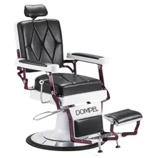 Cadeira de Barbeiro Hidráulica Reclinável Preta e Branca Base Redonda Harley Premium Dompel