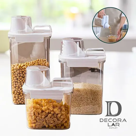 Pote Hermético Com Copo Medidor Bico Dosador Casa Cozinha Lavanderia Multiuso