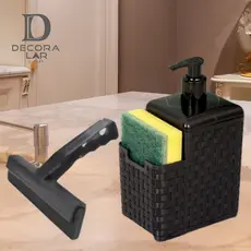 Porta Detergente Sabão Dispenser 2 em 1 Com Suporte Para Esponja Bucha e Rodo Pia