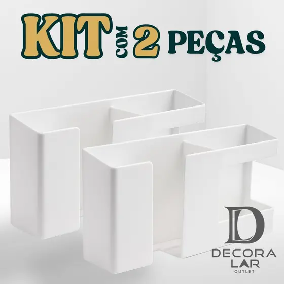 Kit Suporte De Parede dois em um Multifuncional Sem Furar Telefone Móvel/Controle Remoto/Banheiro