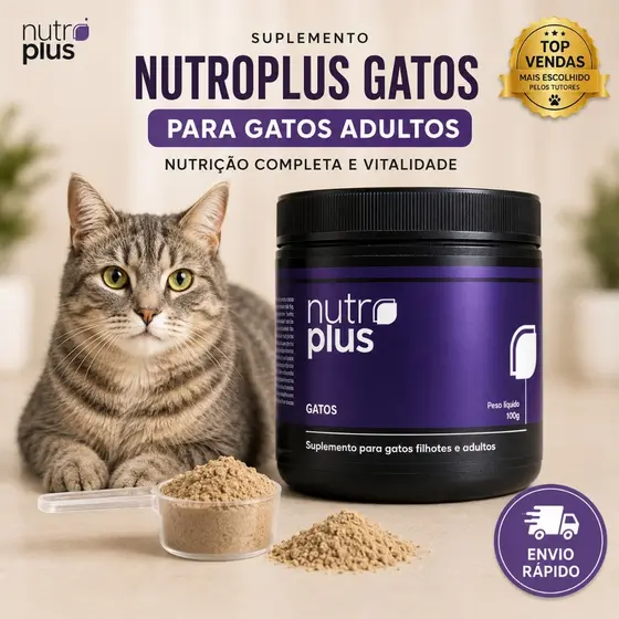 Suplemento para Gatos Adultos 500g Nutrição Vitamínica Completa, Saúde, Vitalidade Essencial Nutroplus