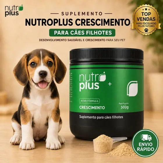 Suplemento para Cães Filhotes 500g Desenvolvimento Saudável com minerais quelatados, prebióticos NutroPlus