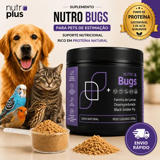 Farinha de Larvas Super Proteica para Pets de Estimação 200g Suporte Nutricional Rico em Proteína Natural Nutro
