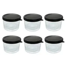 Jogo Pote De Vidro 220ml 6 Peças Tampa De Plástico Colorida