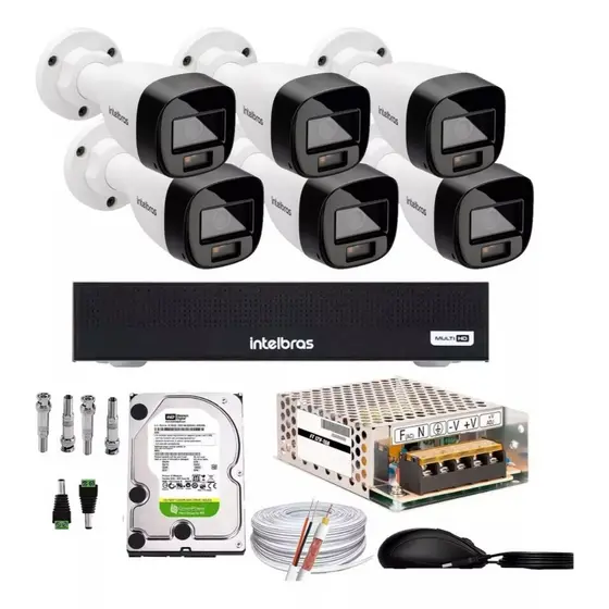 Kit 6 Câmeras Intelbras Fullcolor 1120 Dvr Intelbras 3108-C