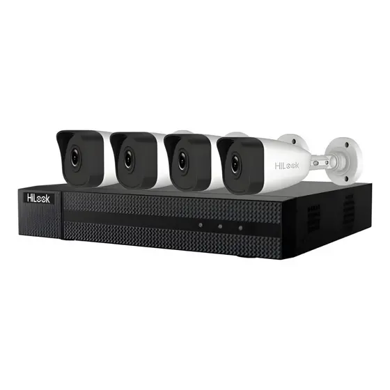 Kit Dvr 4 Cameras Hikavision Bullet 2mp Ik4142bhmh/p Hilook Branco