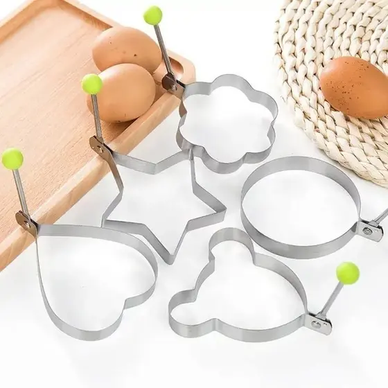 5 Peças Forma Aço Inox Molde Fritar Ovos Omelete Tapioca Hamburguer