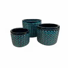 Kit Vasos de Cerâmica Esmaltados Cilíndricos P, M, G | Cachepot Decorativo para Plantas