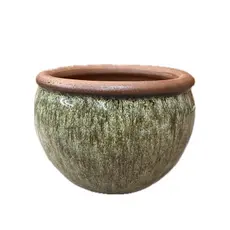 Vaso para decoração esmaltado com borda de cerâmica para orquídea e outros tipos de plantas