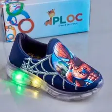 Tênis Led Infantil Luzinha Menino Meia Anatômico PLOC LED DTF07 - SPIDER