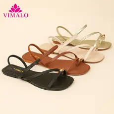 Sandália Rasteira Feminina Bico Quadrado VLRAST05 - detalhe alça dedo