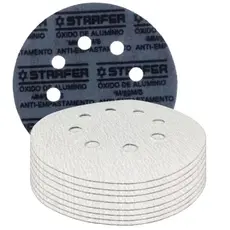 Kit 10 Discos Lixa Velcro Pluma 125mm 8 Furos Starfer Grão 60 a 1000 Lixadeira Roto Orbital