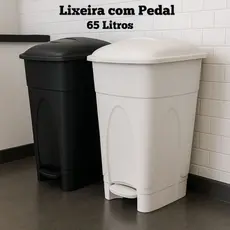 Lixeira com Pedal 65 Litros Grande -  Cesto de Lixo - Cozinha Lavanderia