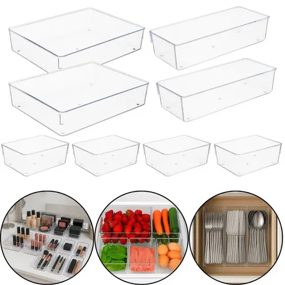 Organizadores Acrílico Cristal Modular Geladeira Gavetas Maquiagem