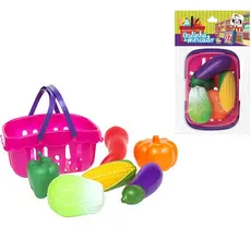 Kit Cozinha Infantil Legumes Com Cestinha De Mercado 7 Peças
