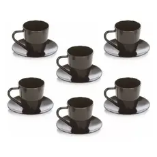 Jogo De 6 Xícaras De Café Com Pires Acrílica Preto Chá