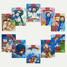 Kit 10 Livrinhos Infantis De Histórias Bíblicas Do Povo De Deus Coleção Completa O Dilúvio, A Criação, Moisés, Jonas