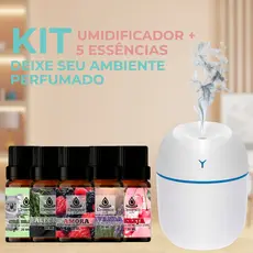 umidificador de ar LED + 5 Essências hidrossoluveis 20ml | Difusor elétrico | Aromatizador de ambiente