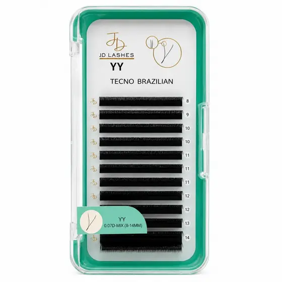 Cílios JD Lashes YY Brasileiro Curvatura D 0.07- Preto
