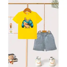 Camiseta + Short Conjunto Infantil Game Jogo Moda Teen Conjunto De Bermuda Juvenil Conjunto De Bermuda Juvenil