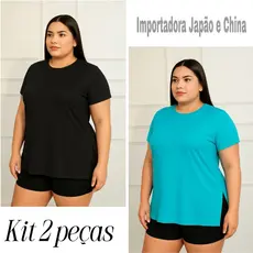 KIT COM 2 Blusa PLUS SIZE  Feminina Fitness Sobreleg Tapa bumbum Para Academia caminhada