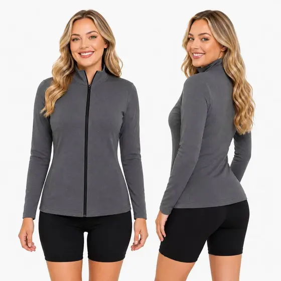 Jaqueta Esportiva Lazer Proteção Solar UV Caminhada Corrida Academia Fitness Helanca Dryfit Com Zíper
