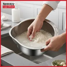 Escorredor de Arroz Aço Inox Frutas Legumes Massas Multiuso em 27cm