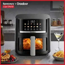 Fritadeira Elétrica Lyne Painel Touchscreen Sem Óleo Air Fryer 6.5L Gaabor 127V/220V Preto