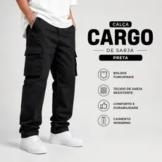 Calça Cargo Unissex Sarja – Diversas Cores Estilo Larga