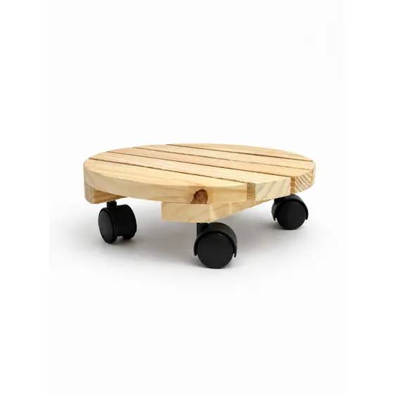 Suporte Para Vaso De Plantas Redondo Pinus Suporte 43 cm Jardim com 6 rodinhas