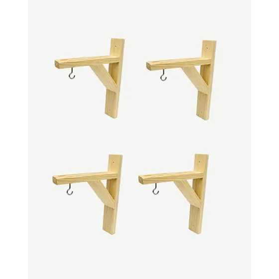 Suporte Mão Francesa Pinus Natural KIT Reforçado com 4 ou 8 Unidade