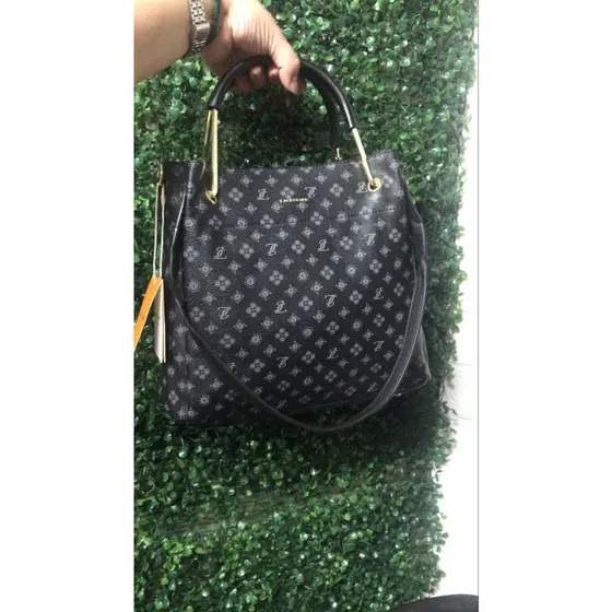 Bolsa Feminina Lace & Lore Monograma Premium Média Estruturada Alça Dupla