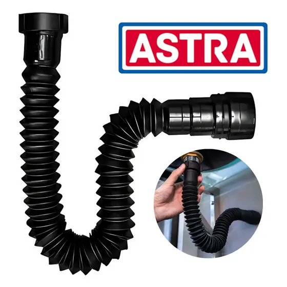 Sifão Sanfonado Preto Ajustável Extensivo Flexível Pia Banheiro Cozinha Black - Astra