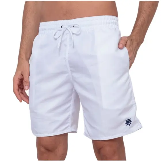 Short Bermuda Masculino Tactel Liso Branco Moda Praia Sport Treino
