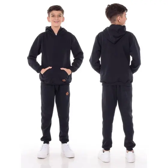 Conjunto de Frio Moletom Infantil Calça + Blusa Canguru 2 ao 16 Anos