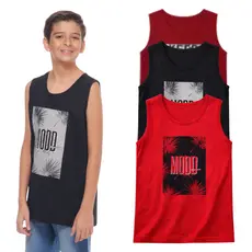 Kit 3 Regata Infantil Menino Juvenil Verão 100% Algodão