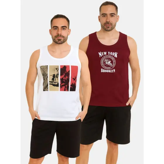 Kit 2 Camiseta Regata Masculina Estampada Verão Coqueiro