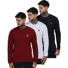 Camiseta Manga Longa Masculina Manga Comprida Bordada Inverno