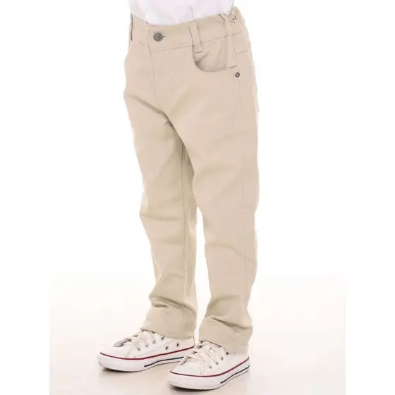 Calça Sarja Jeans Infantil Bege Masculina Menino Premium Social