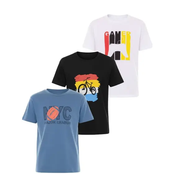 Kit 3 Camiseta Infantil Menino Estampada Algodão Manga Curta 10 ao 16